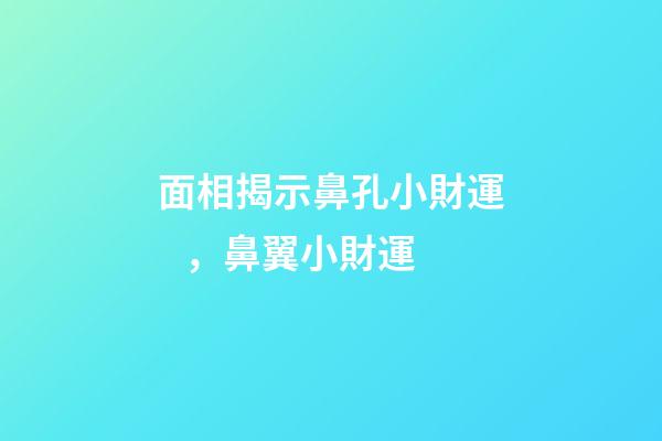 面相揭示鼻孔小財運，鼻翼小財運